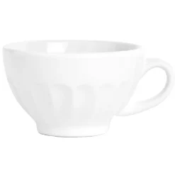 Bol à café avec anse blanc cotelé