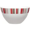 Bol blanc décor taupe et rouge