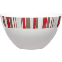 Bol blanc décor taupe et rouge