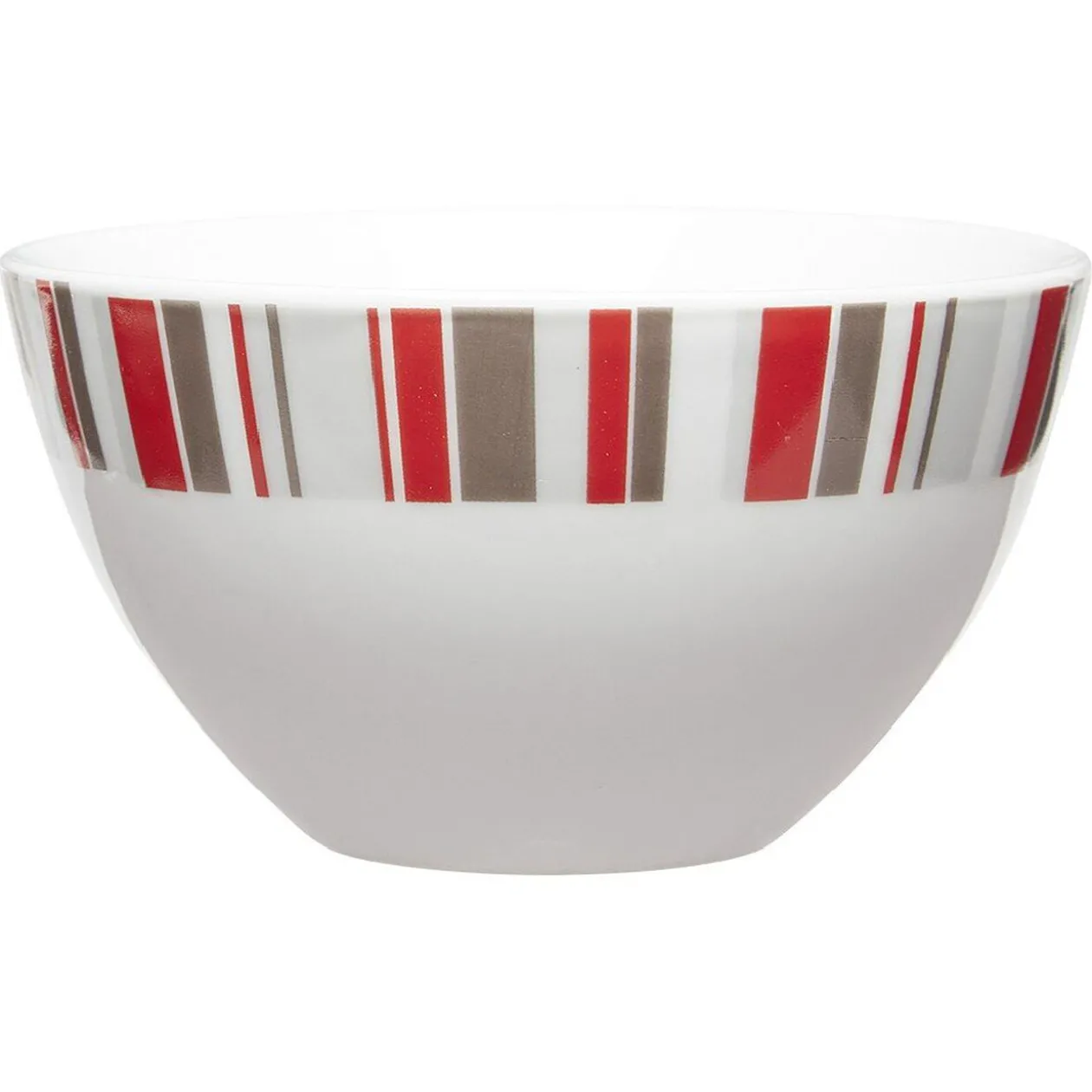 Bol blanc décor taupe et rouge