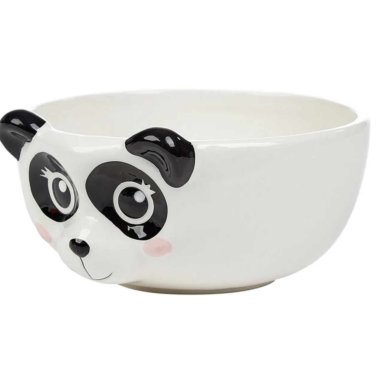 Bol forme tête de panda en faïence noir et blanc