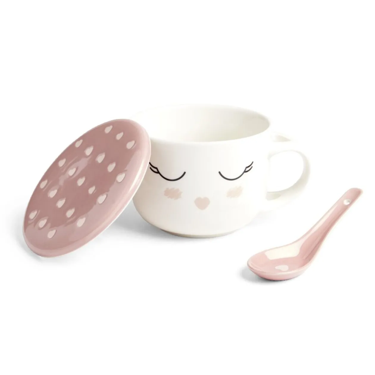 Bol jumbo 62cl avec cuillère et couvercle blush girly