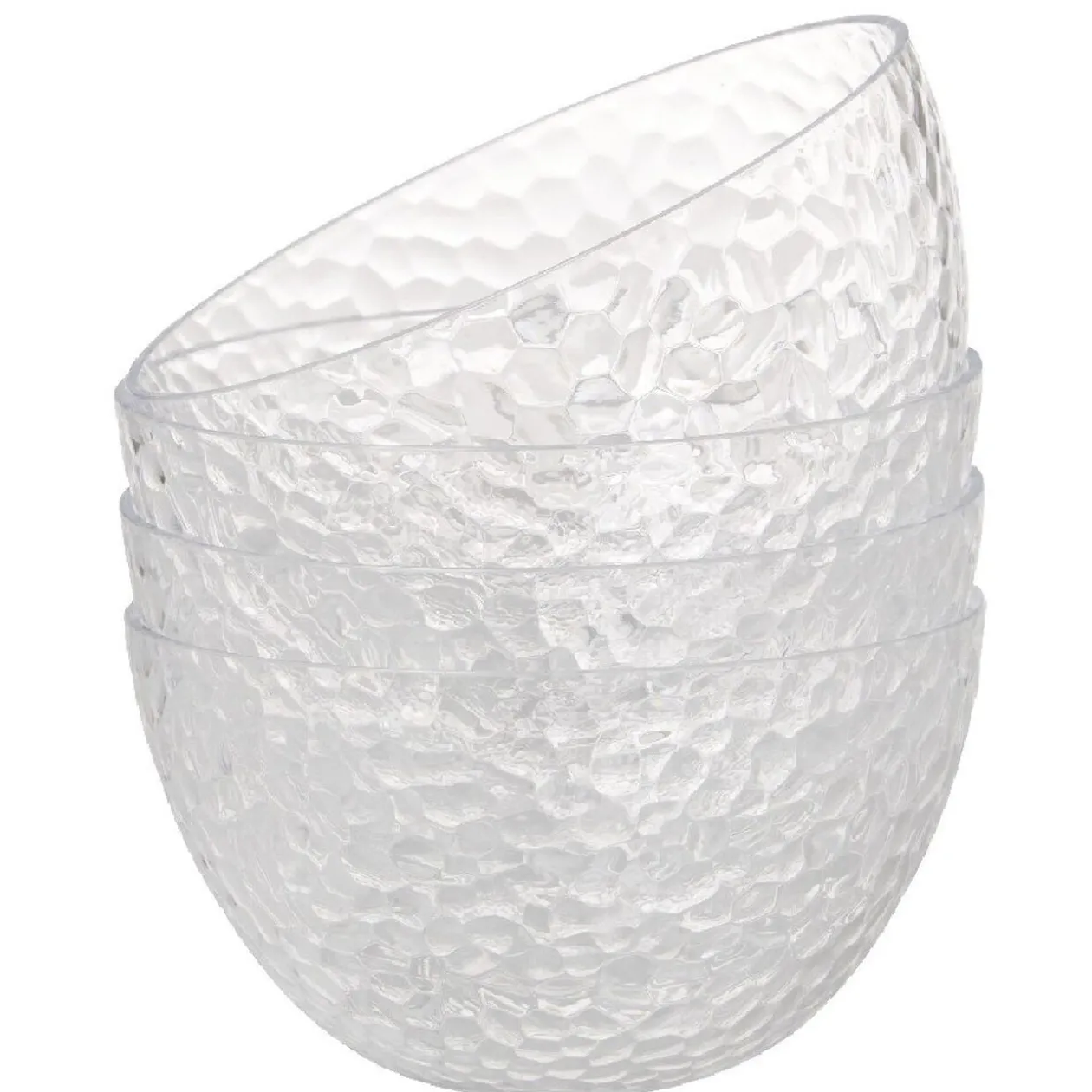 Bol plastique transparent martelé x4