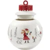 Bonbonnière forme boule de Noël blanche et rouge