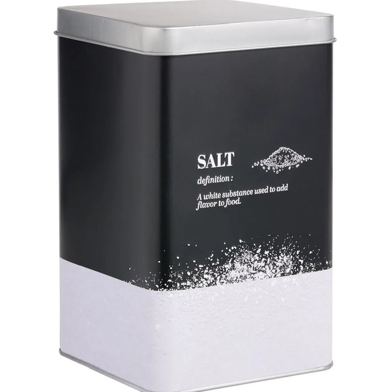 Boîte à sel en métal noir et gris design salt - 10,7x10,7xH.17,5cm