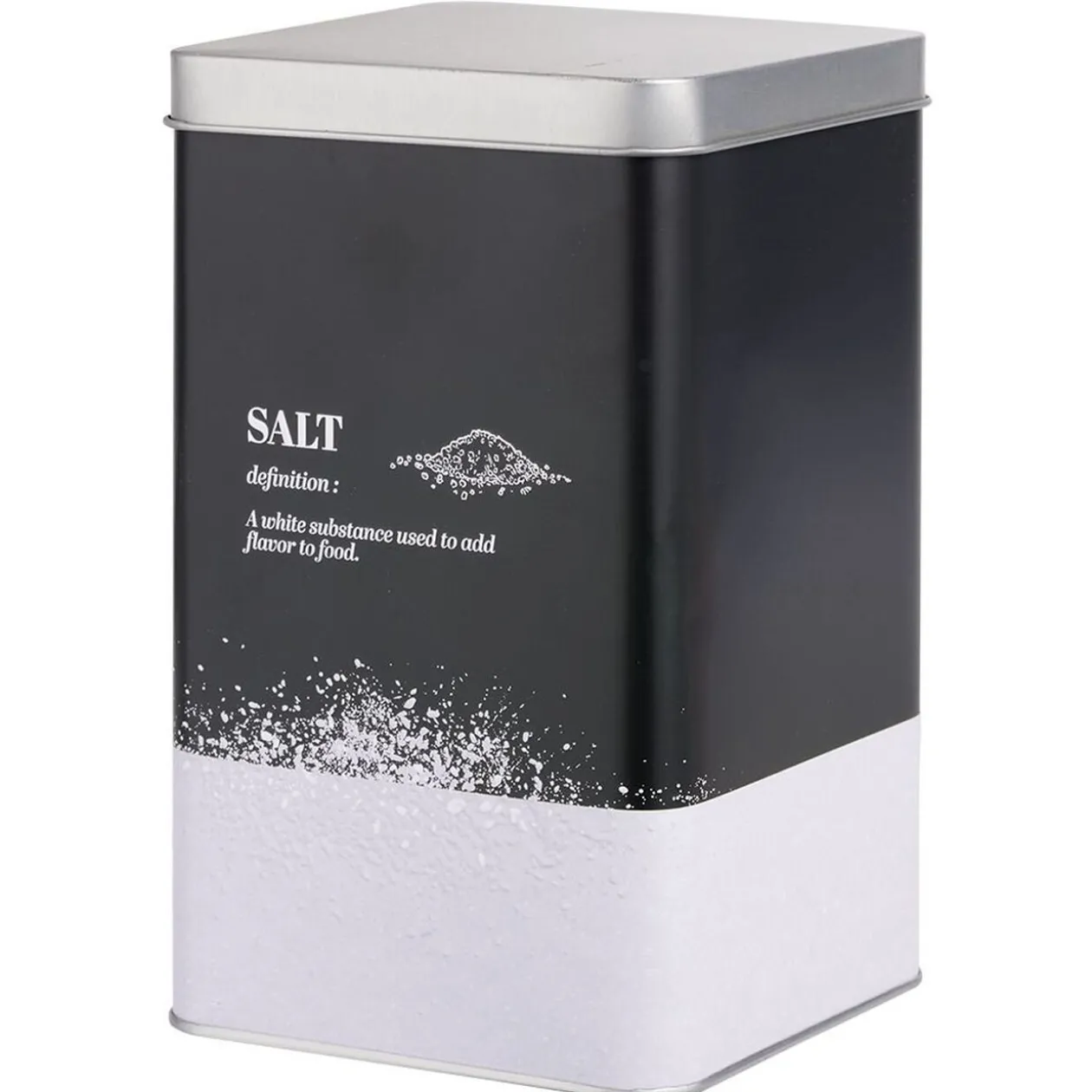 Boîte à sel en métal noir et gris design salt - 10,7x10,7xH.17,5cm