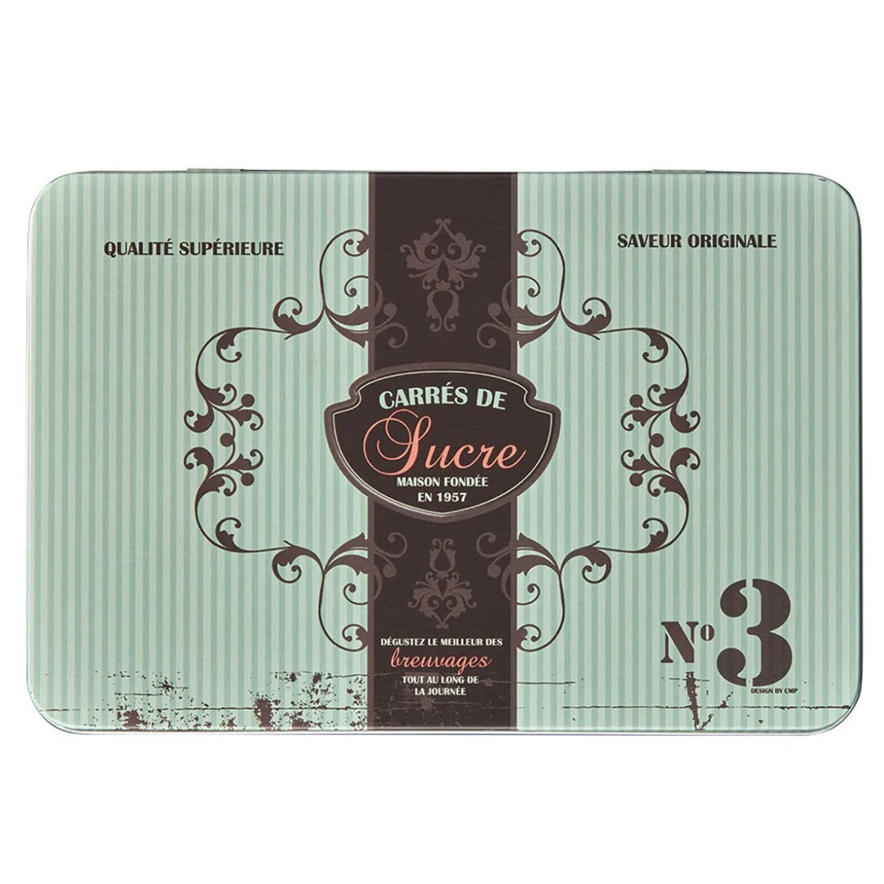 Boîte à sucre en métal design vintage romantique vert d'eau