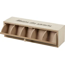 Boîte à thé bois design géométrique naturel et noir
