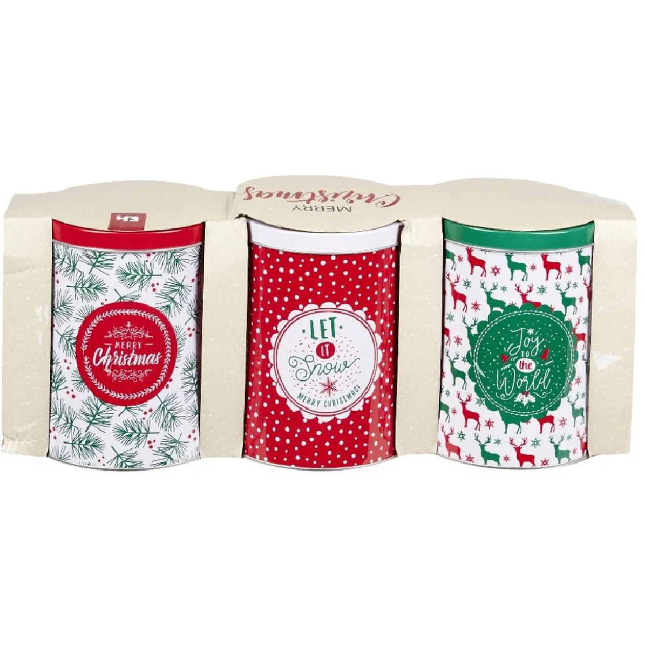 Boîte alimentaire design Noël métal x3