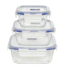 Boîte alimentaire en verre trempé transparent x3