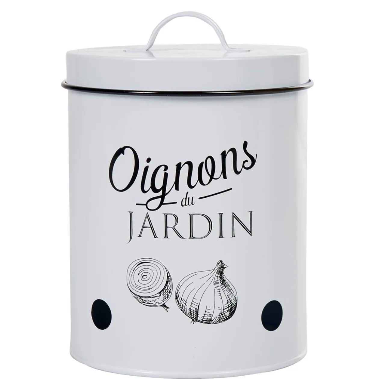 Boîte de conservation vintage en métal pour oignons