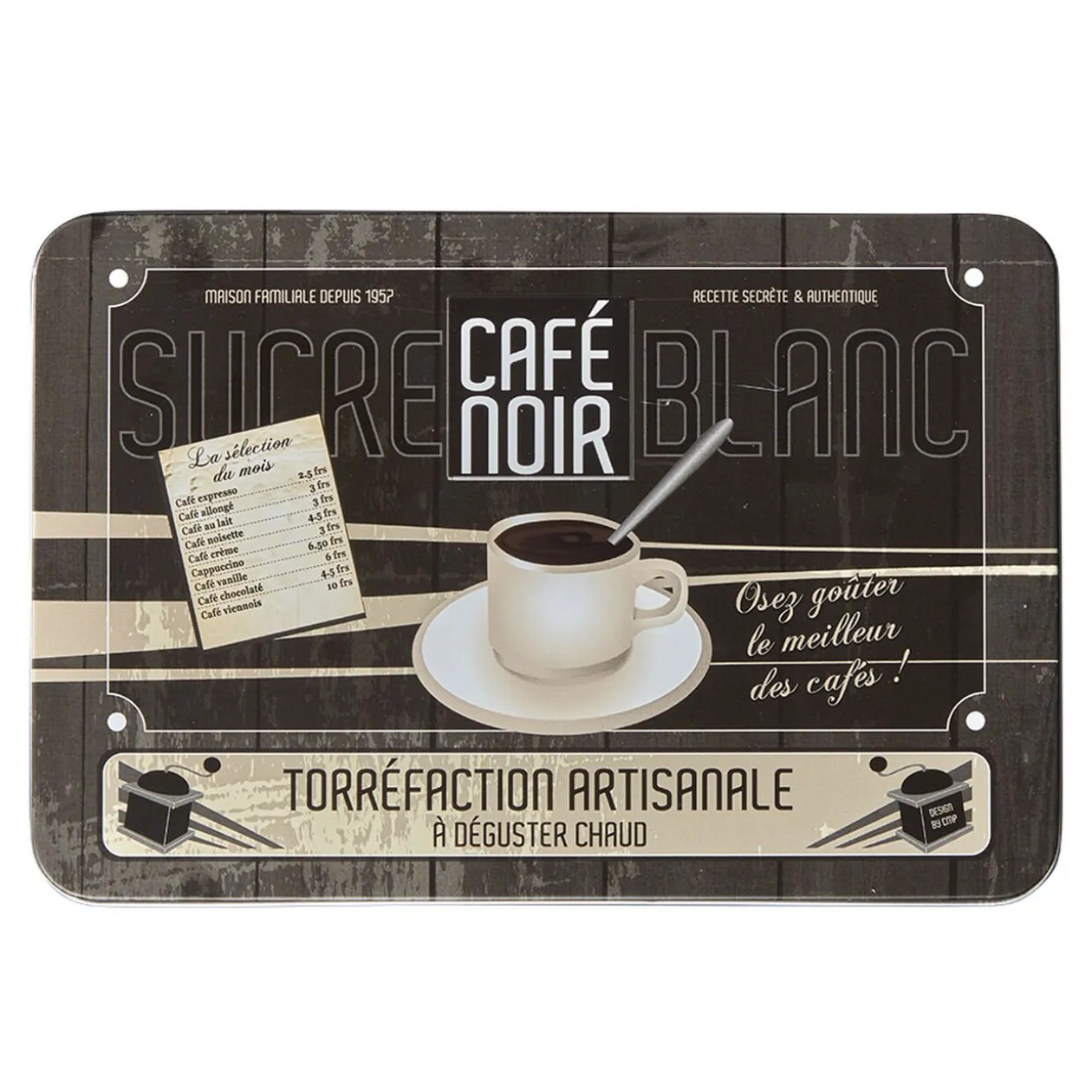 Boîte rectangulaire en métal design café noir
