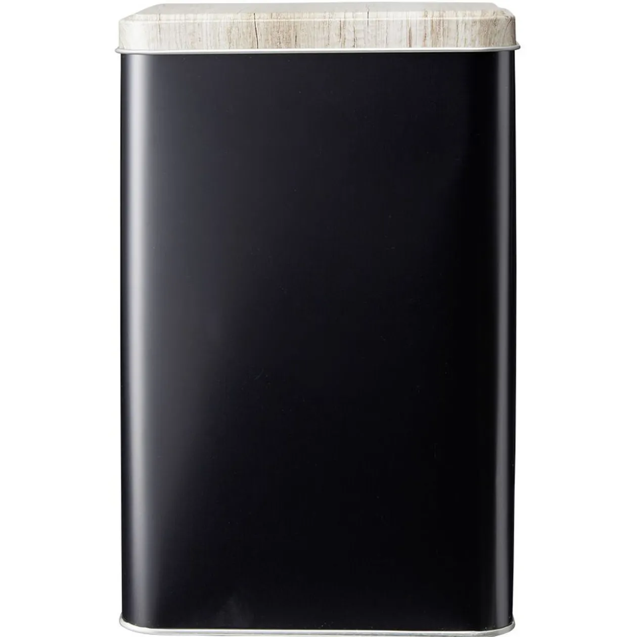 Boîte rectangulaire en métal noir avec couvercle effet bois