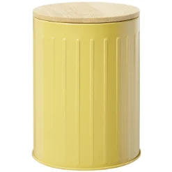 Boîte ronde métal embossée avec couvercle bambou Ø10xH13,5cm