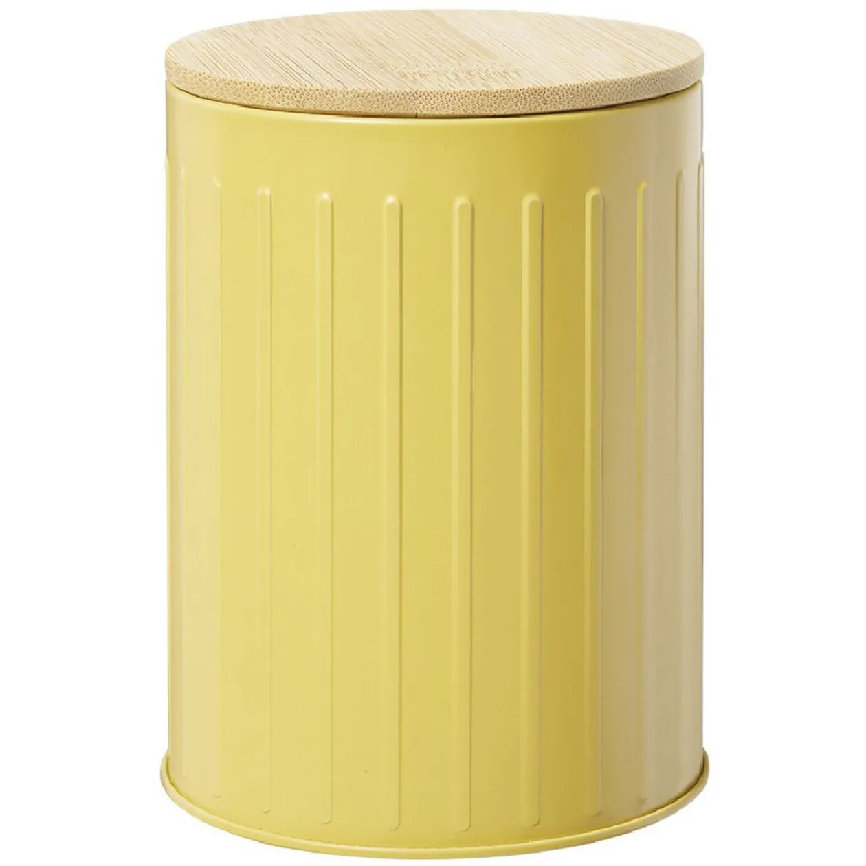 Boîte ronde métal embossée avec couvercle bambou Ø10xH13,5cm