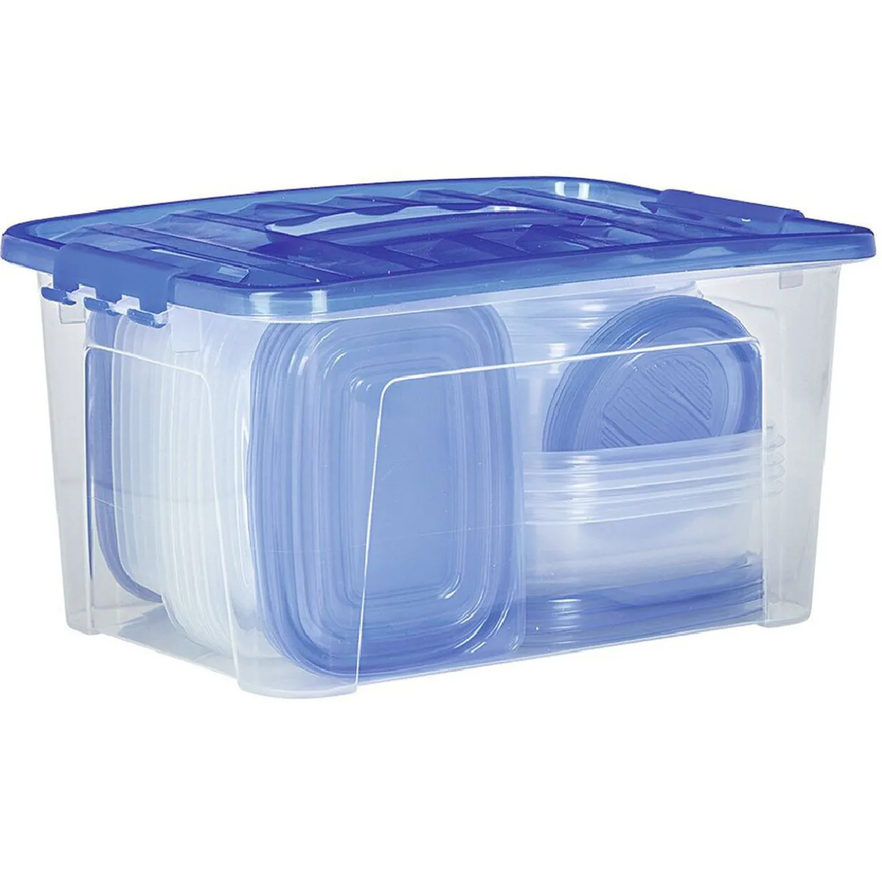 Boîtes alimentaire transparente avec couvercle bleu ou rouge x27