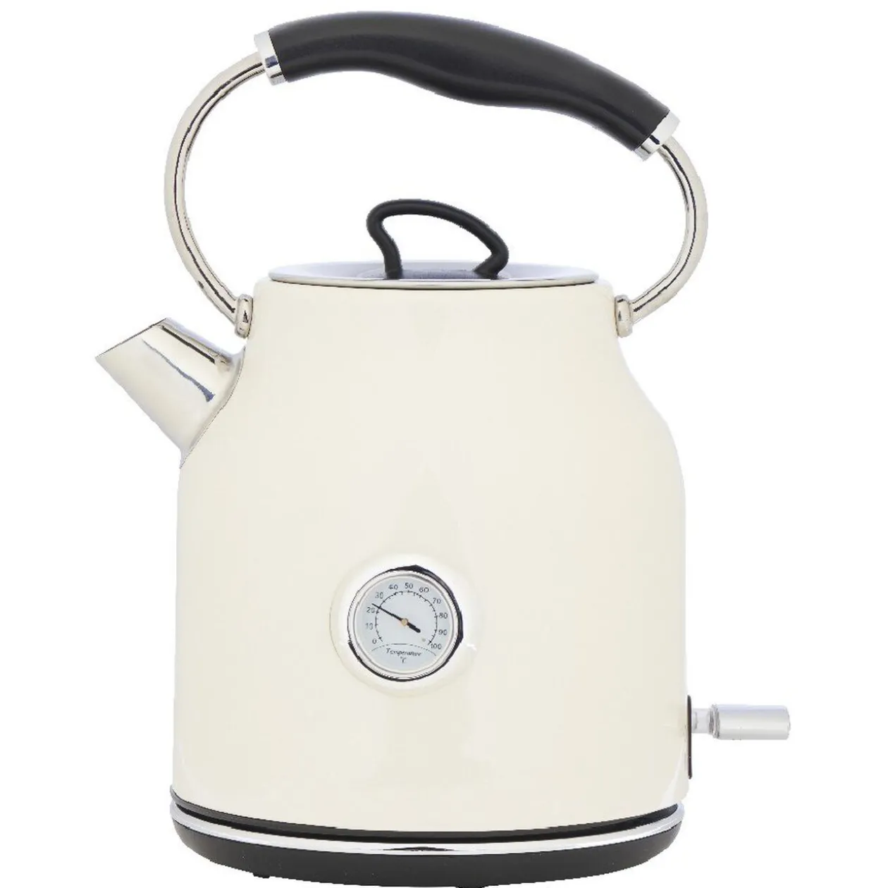 Bouilloire rétro indicateur température blanc crème 1,7 L