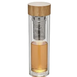Bouteille à thé en verre et bambou naturel