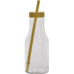 Bouteille en plastique avec paille colorée x10