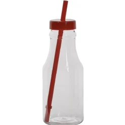 Bouteille en plastique avec paille colorée x10