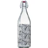 Bouteille en verre décor feuillage avec bouchon à clip 1L