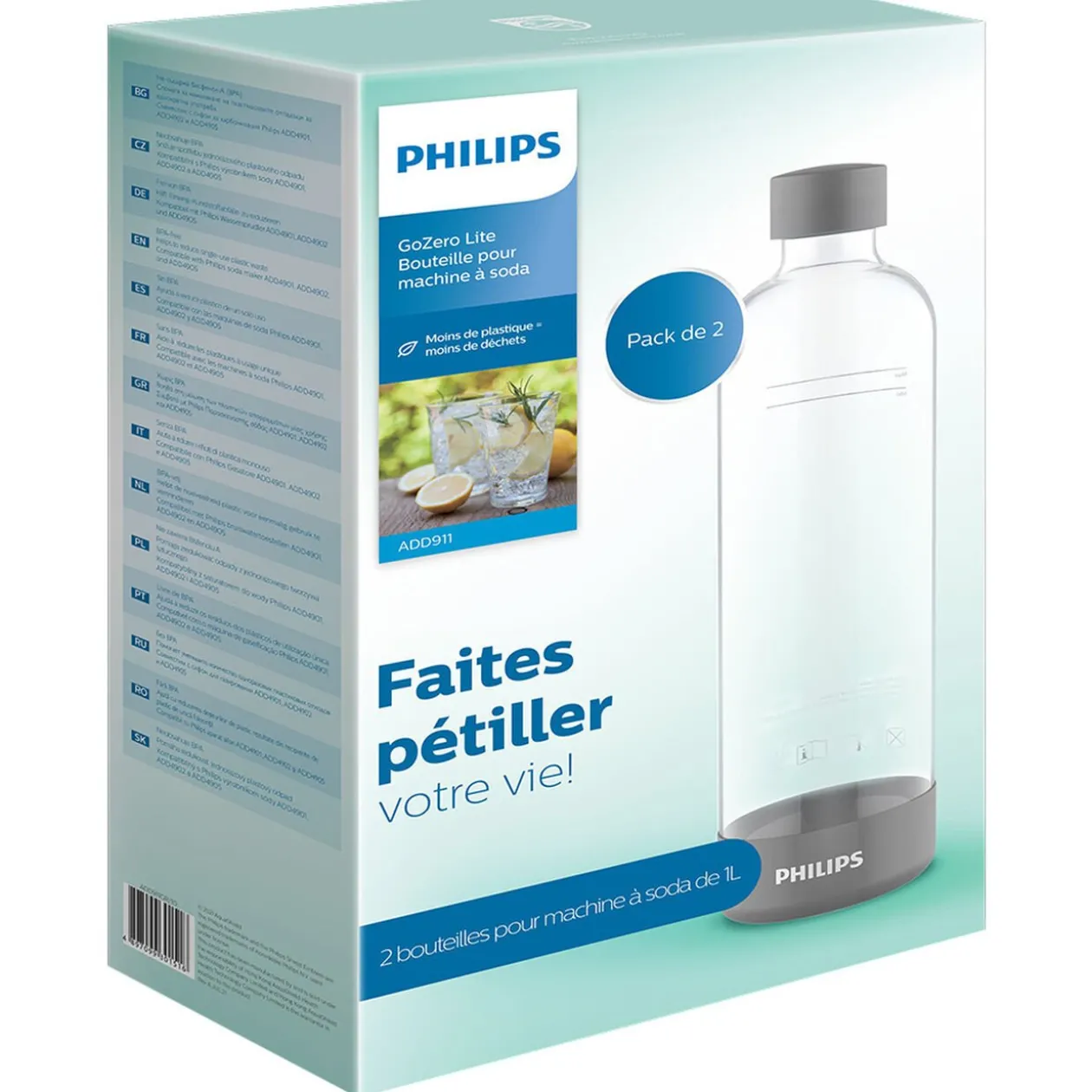 Bouteille 1L pour machine à soda Gris x2