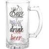 Chope à bière verre transparent inscription Je me fais mousser