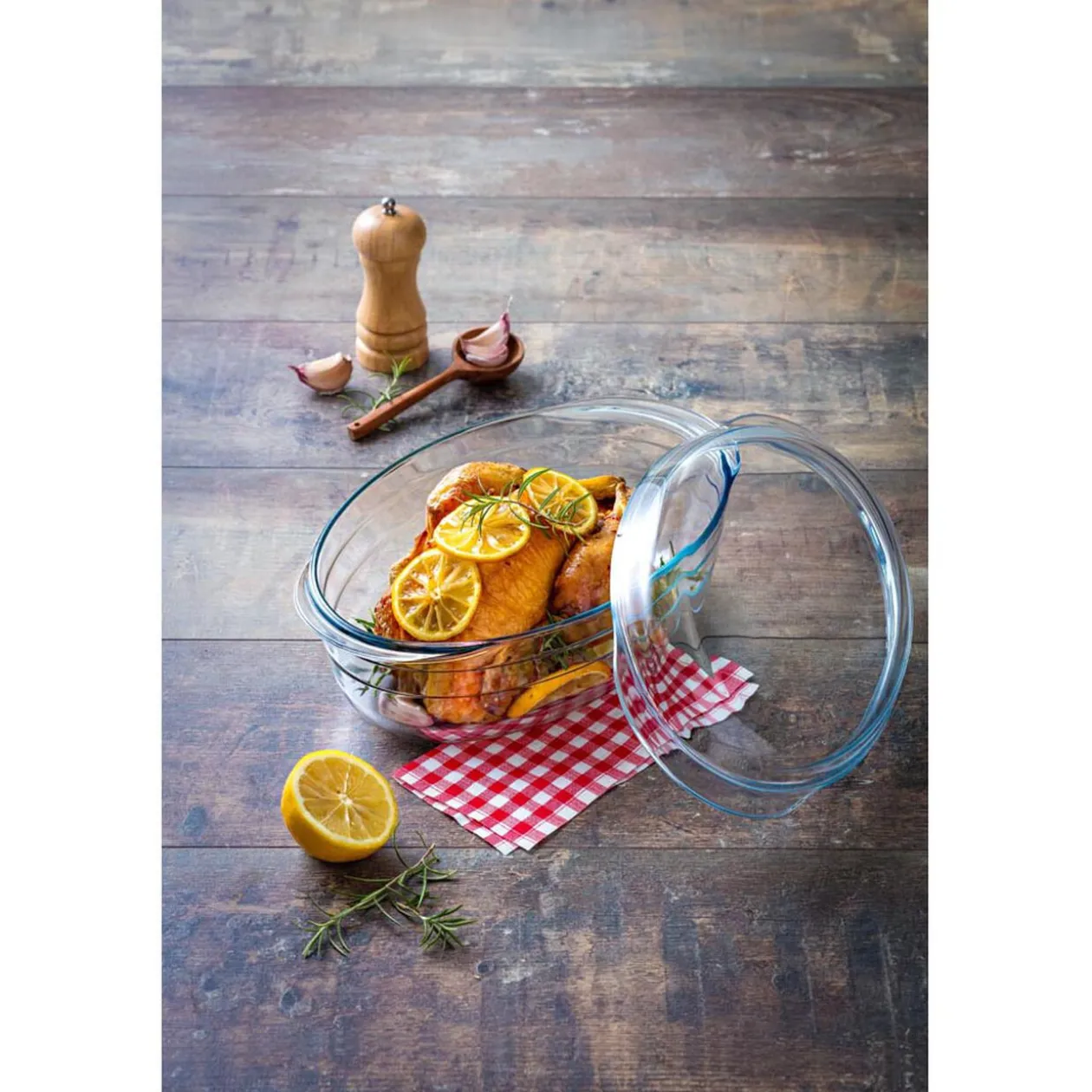 Cocotte ovale en verre transparent 4 L