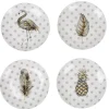 Coffret de 4 assiettes à dessert à pois et motifs