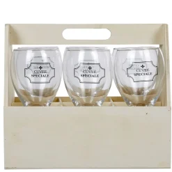 Coffret en bois avec 6 verres à vin