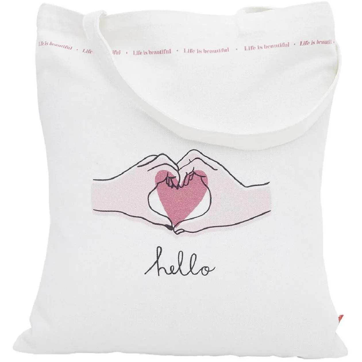 Coffret mug 330ml et tote bag coeur blanc et rose