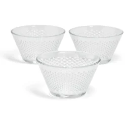 Coupe à dessert verre écaille relief transparent x3
