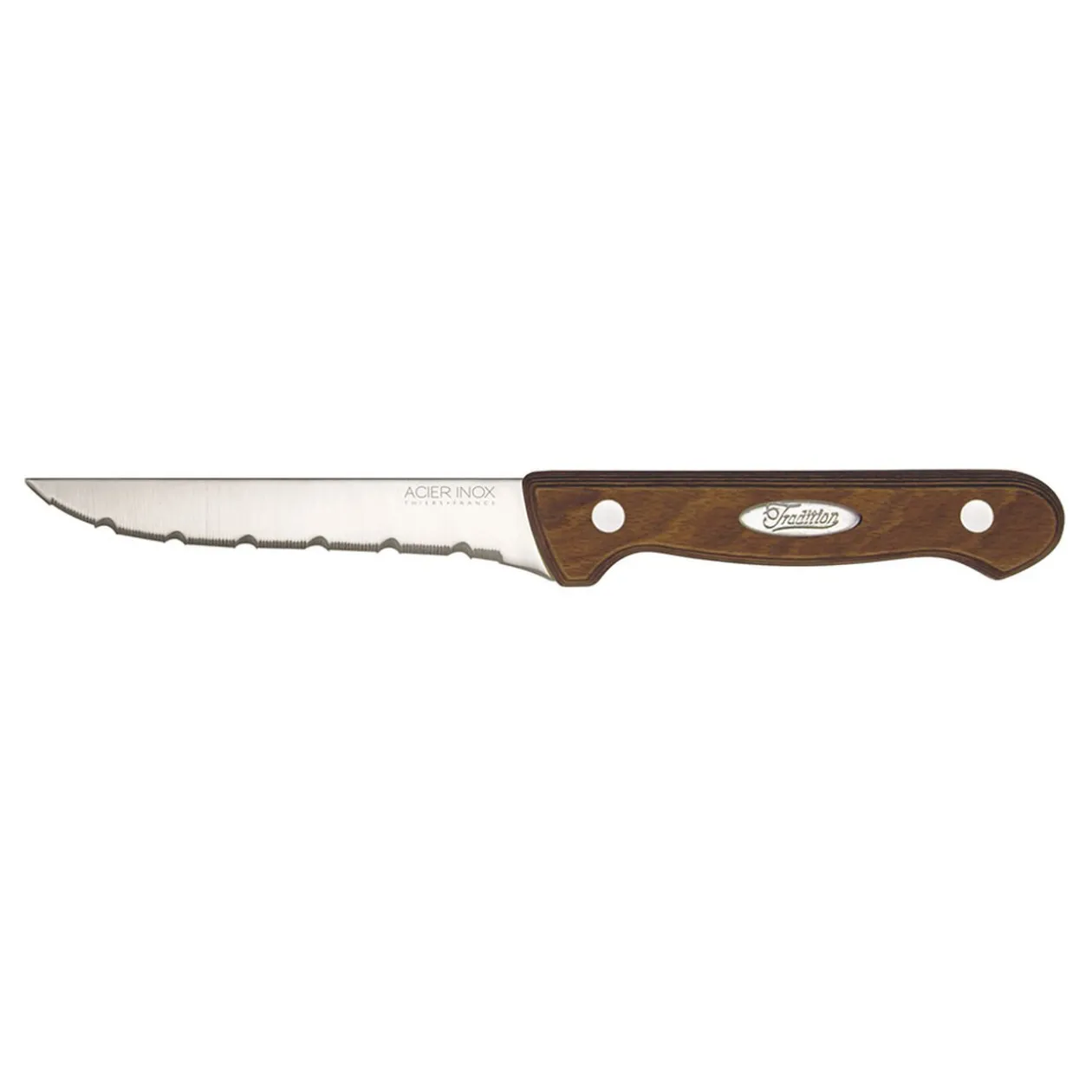 Couteau à steack inox pleine soie manche bois backelisé