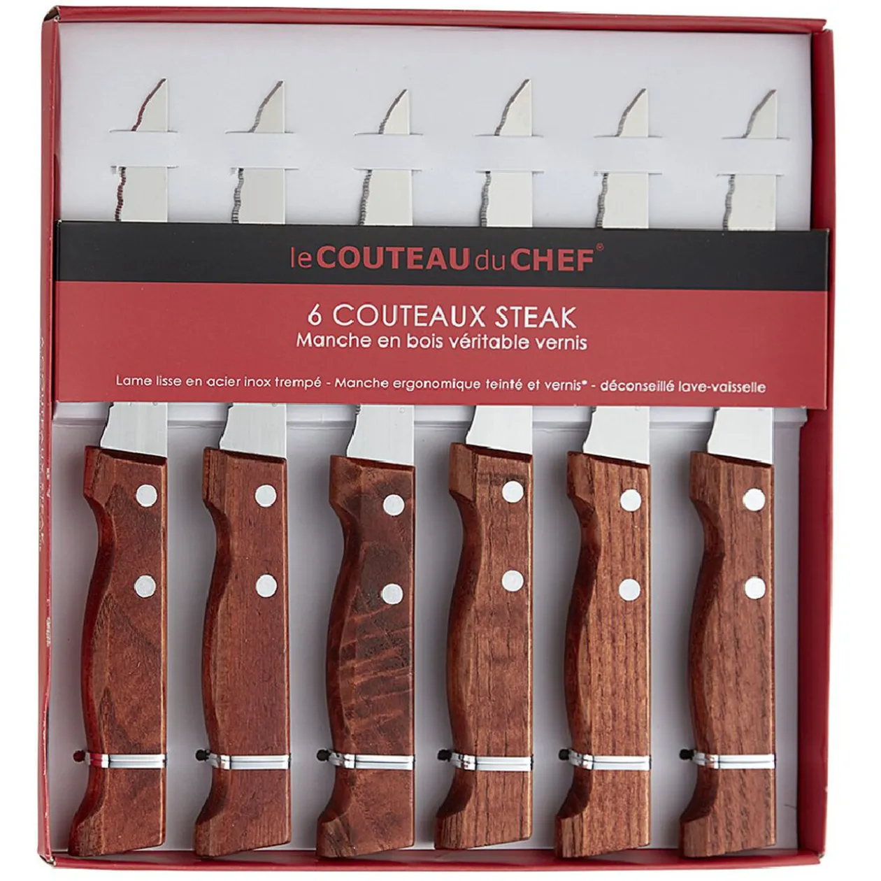 Couteau steak x6 manche bois