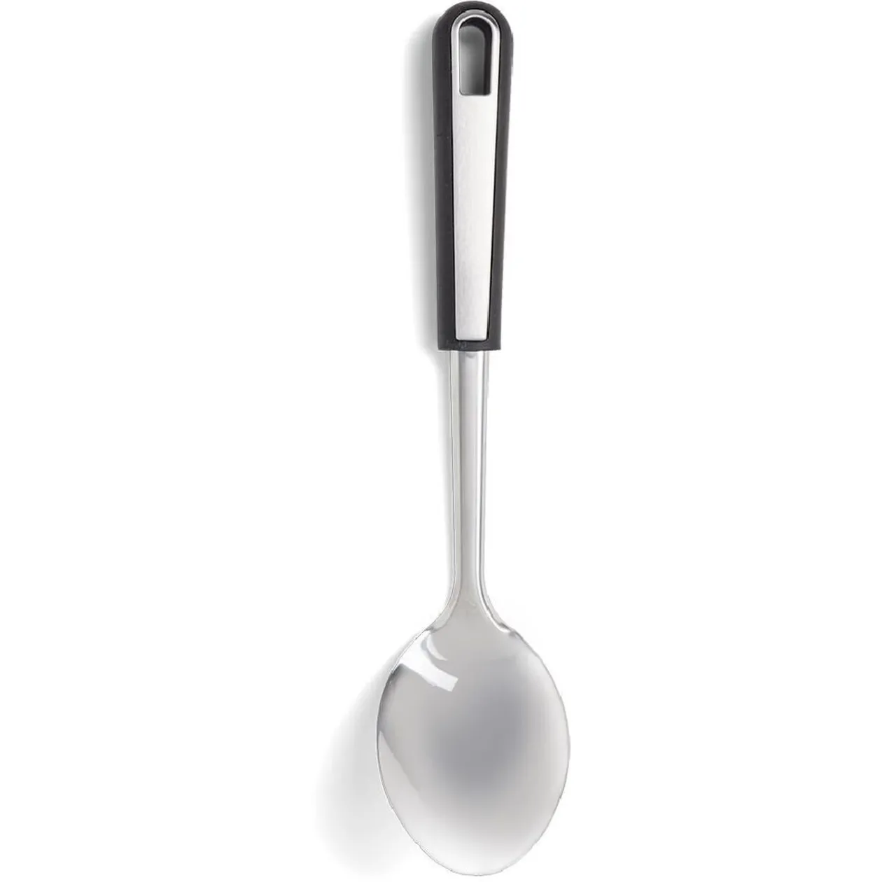 Cuillère à servir en inox avec manche en plastique noir L.33,5cm