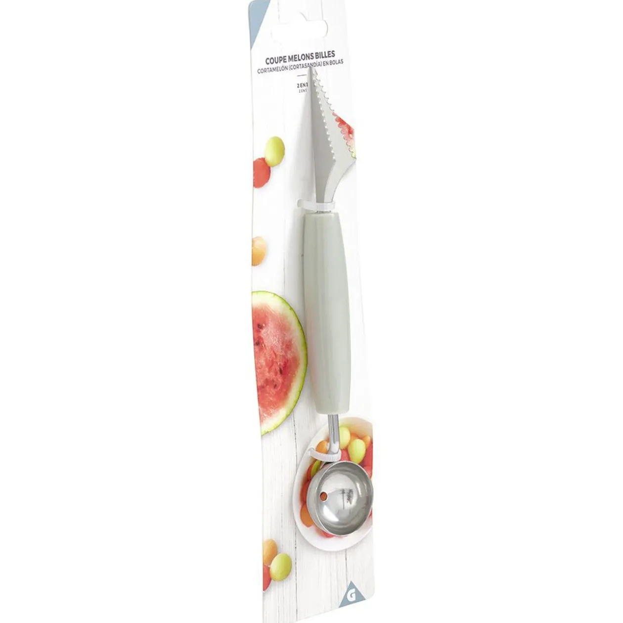 Cuillère parisienne à billes coupe melon pastèque inox