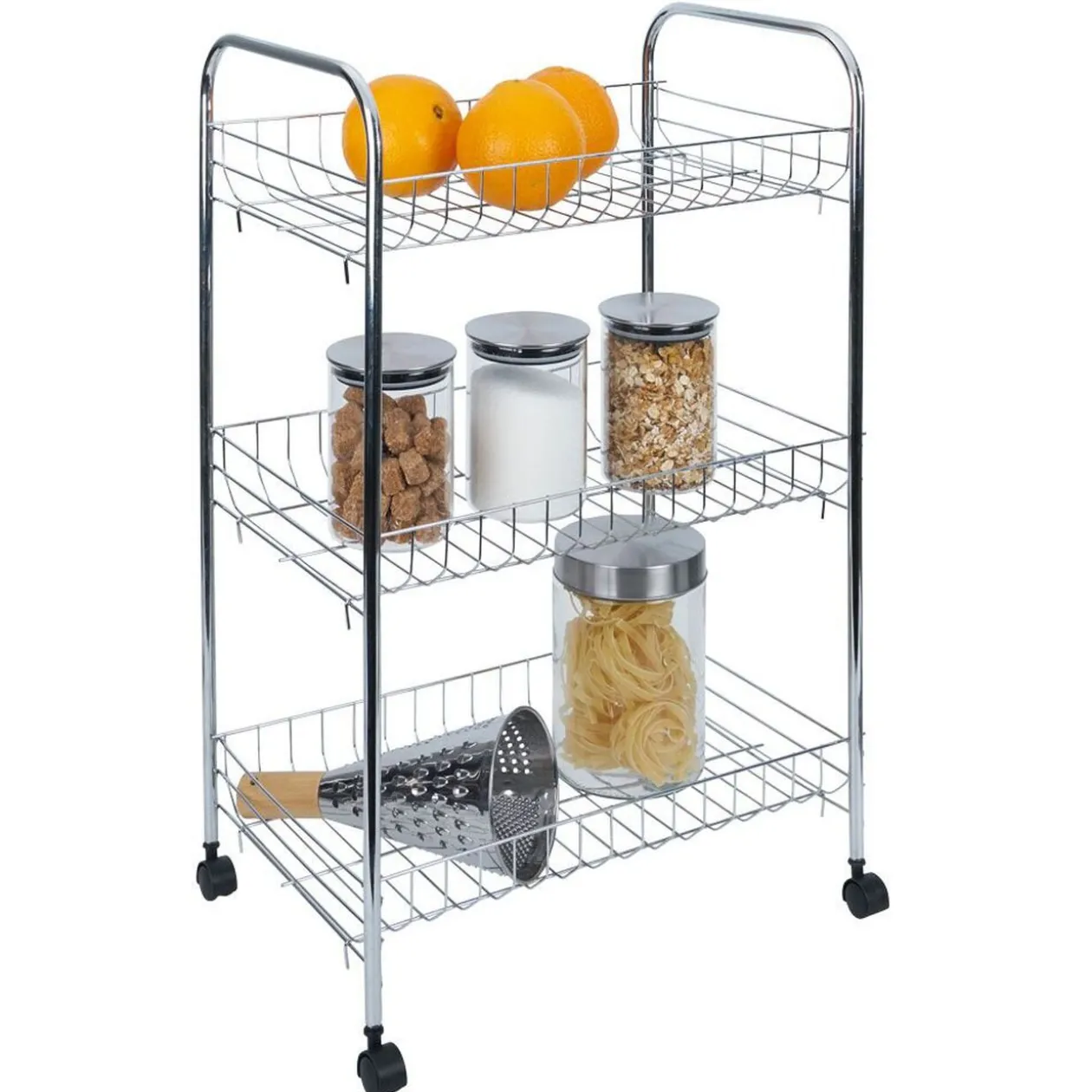 Desserte en métal gris 3 niveaux - L.41xl.26,5xH.61,5cm