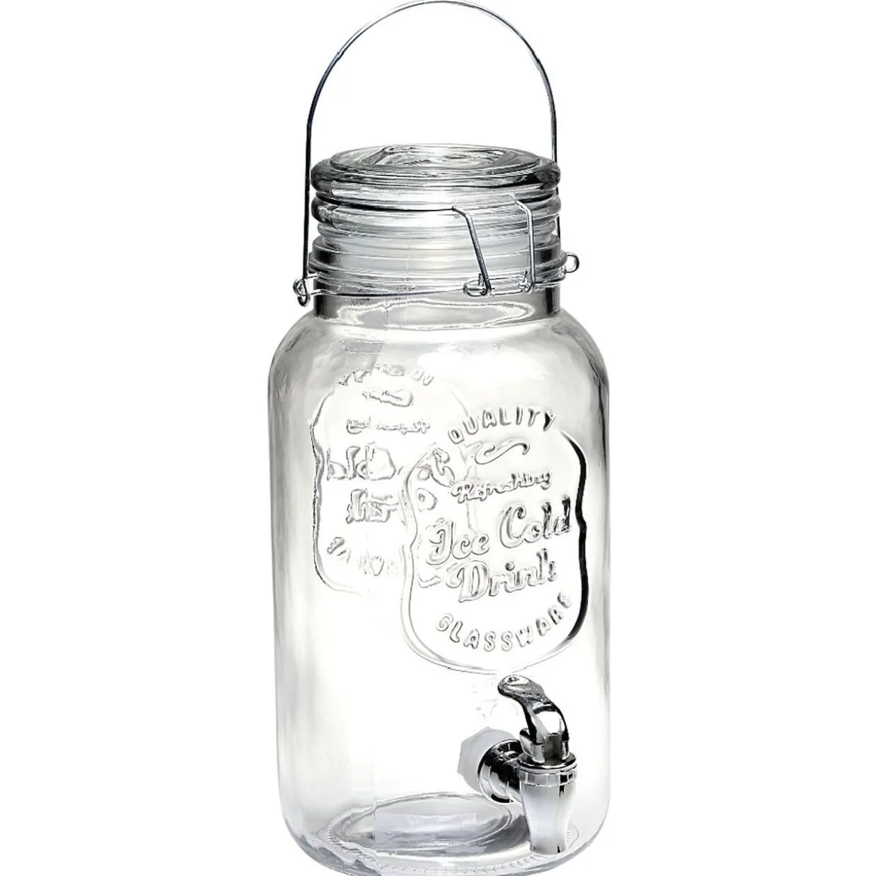Distributeur forme bocal en verre transparent cont. 3,8 L