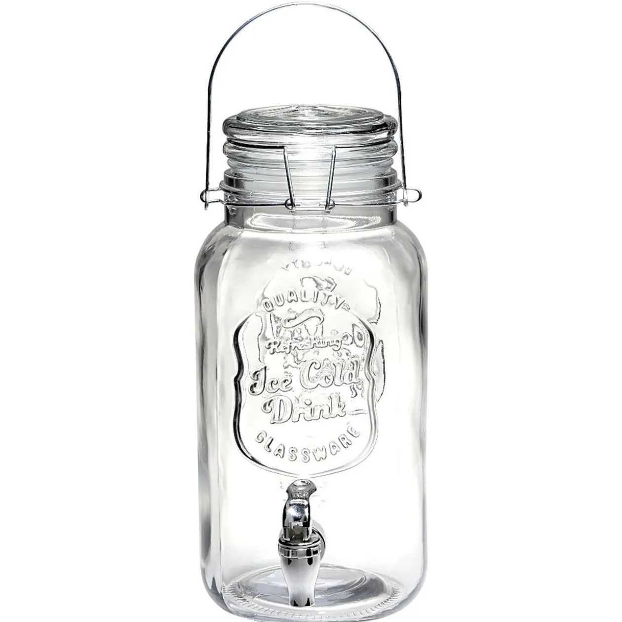 Distributeur forme bocal en verre transparent cont. 3,8 L