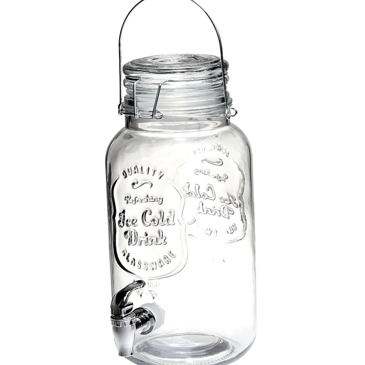 Distributeur forme bocal en verre transparent cont. 3,8 L