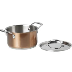 Faitout acier doré avec couvercle en inox
