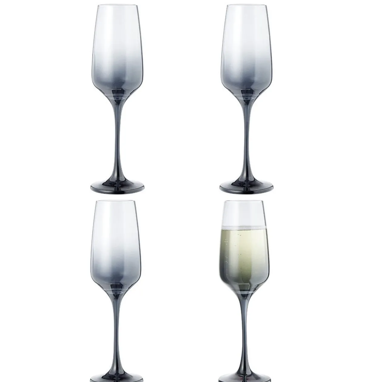 Flûte à champagne fumé noir 19,5cl x4