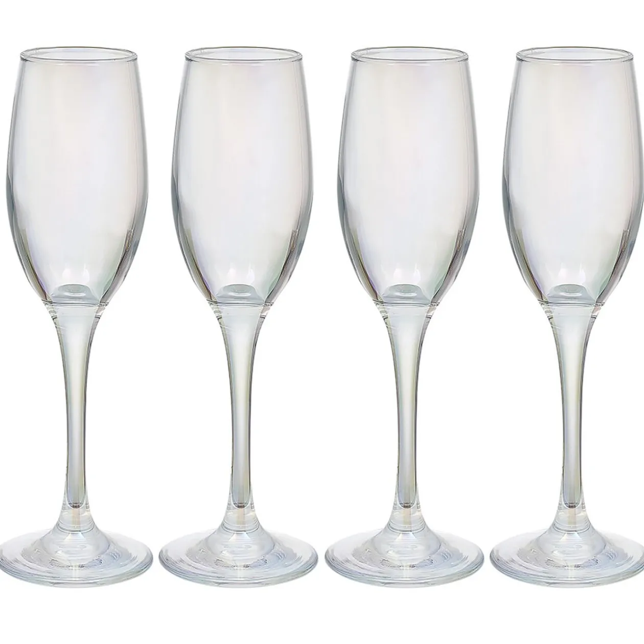 Flûte en verre transparent irisé x4