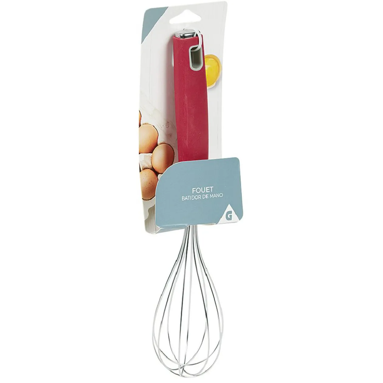Fouet de cuisine en inox manche en polypropylène rouge