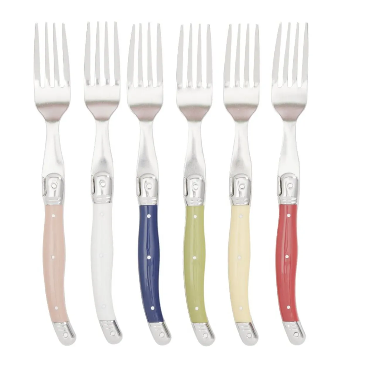 Fourchette inox manche multicolore x6