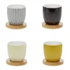 Gobelet à expresso avec sous tasse en bambou x4