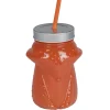 Gobelet animalier en verre + paille + couvercle