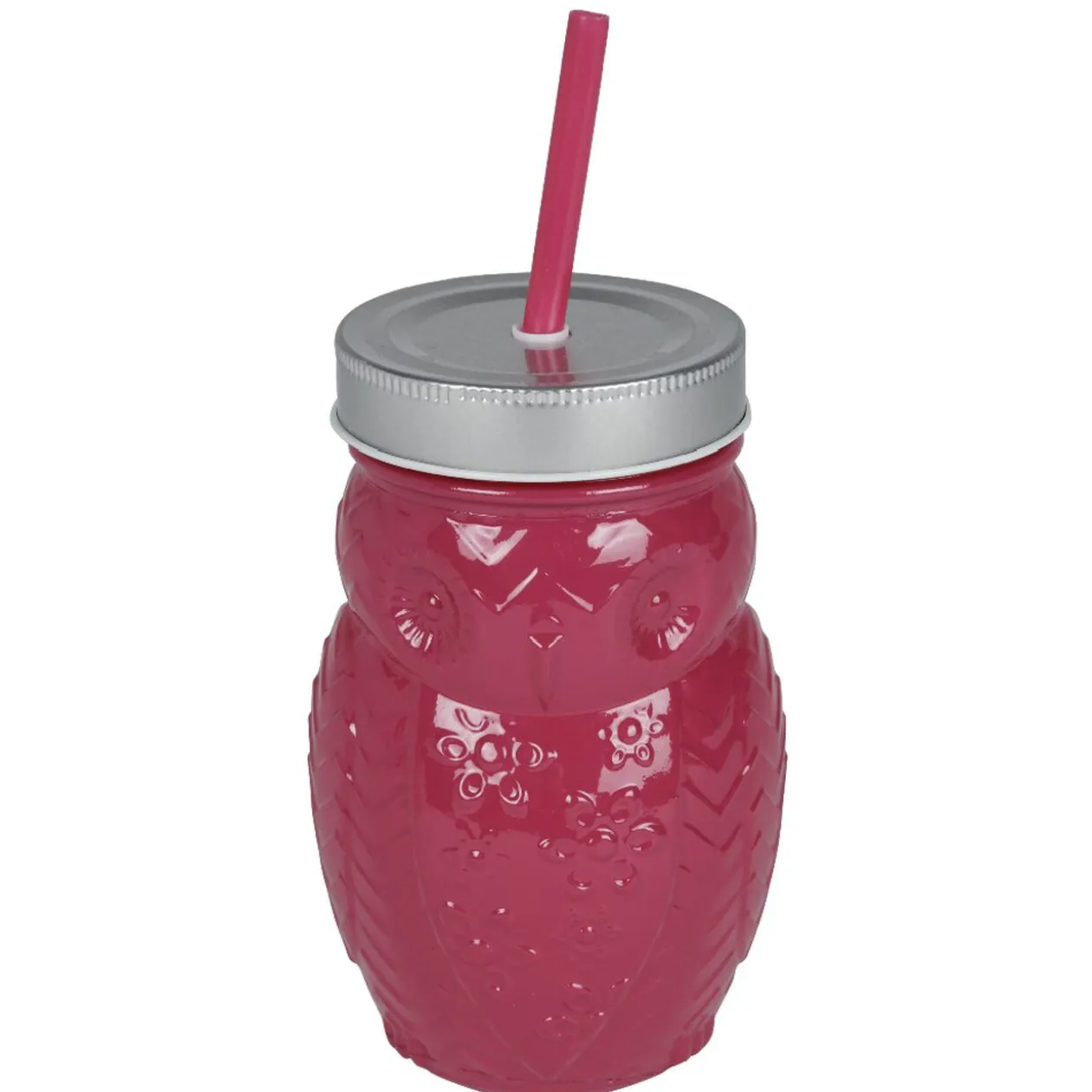 Gobelet animalier en verre + paille + couvercle