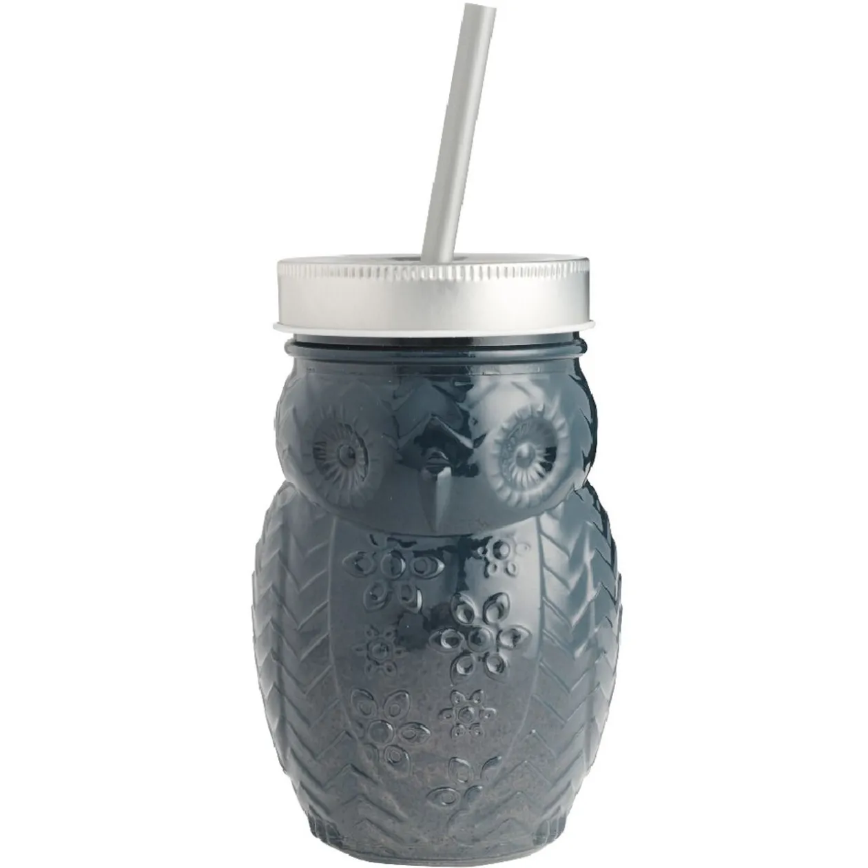 Gobelet animalier en verre + paille + couvercle