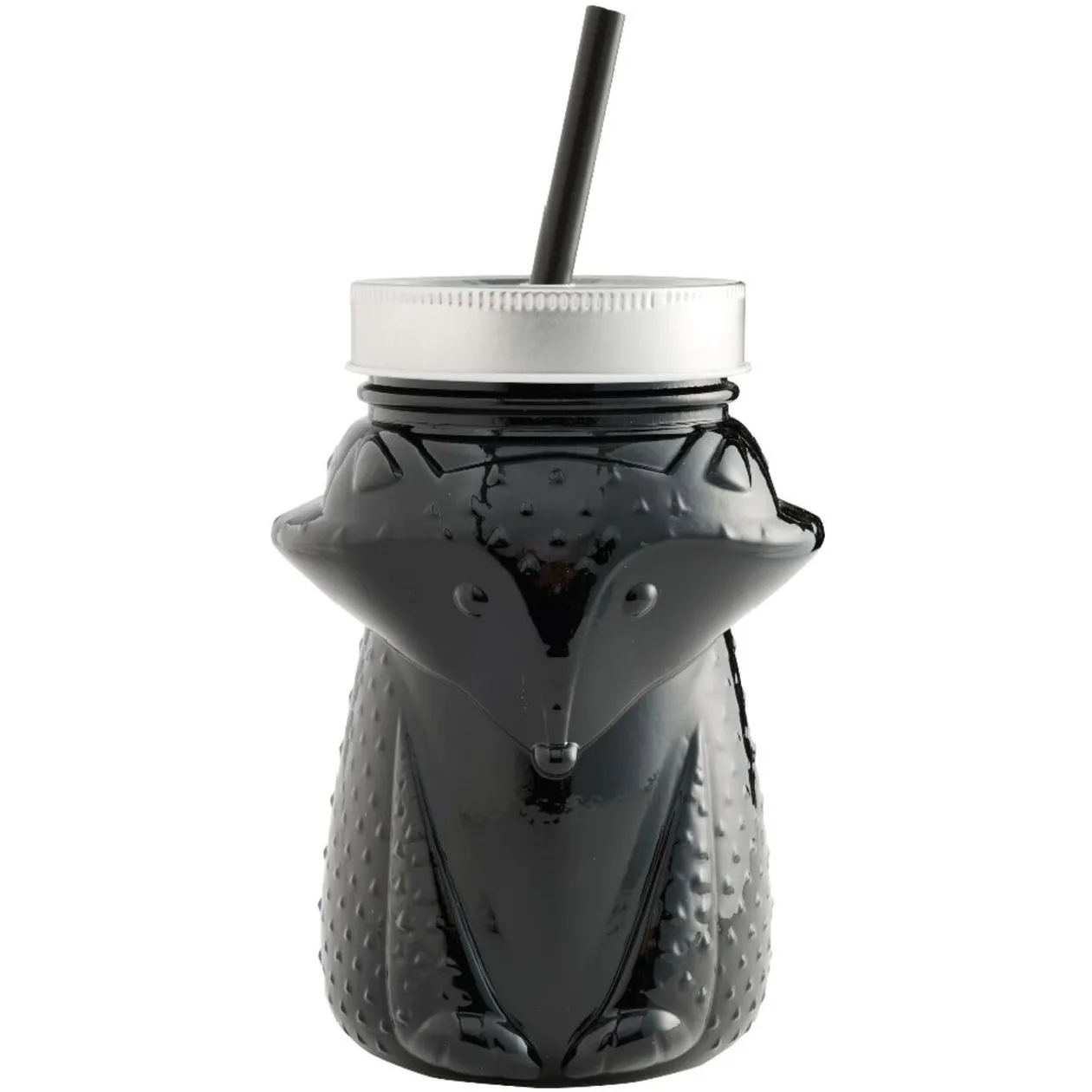 Gobelet animalier en verre + paille + couvercle